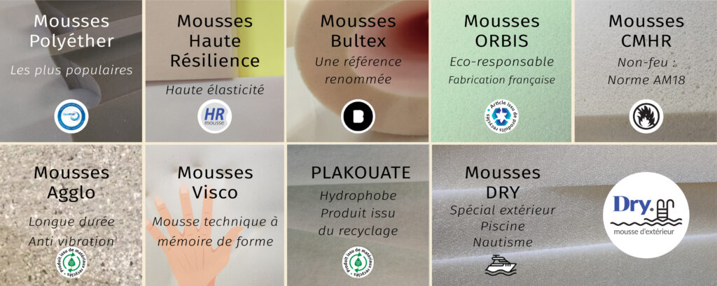 FLAT Découpe de mousse sur mesure Choix de qualités de mousses